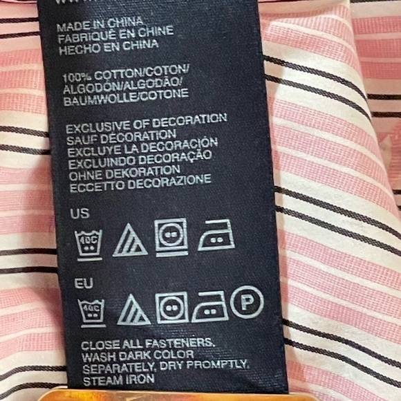 Tommy  Hilfiger Pink Striped Button Up Shirt Large Long Sleeve 80s 2 Ply Fabric - Picture 10 of 12